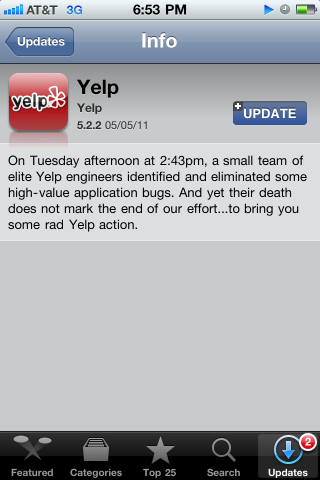 Yelp Update